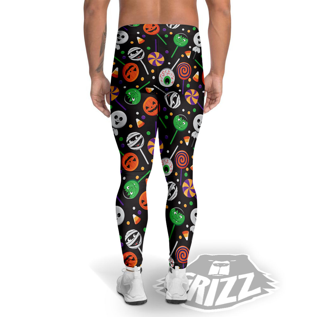 Candy Monsters Halloween Print Pattern Men's Leggings-grizzshop