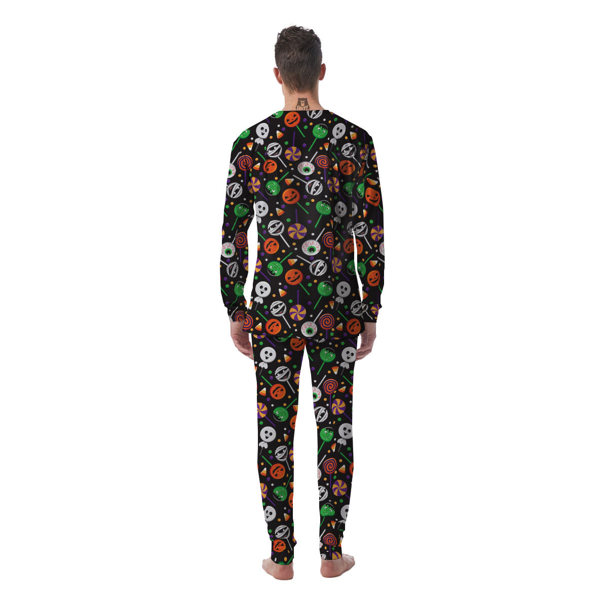 Candy Monsters Halloween Print Pattern Men's Pajamas-grizzshop