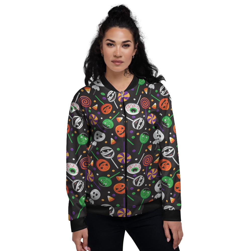 Candy Monsters Halloween Print Pattern Women's Bomber Jacket-grizzshop