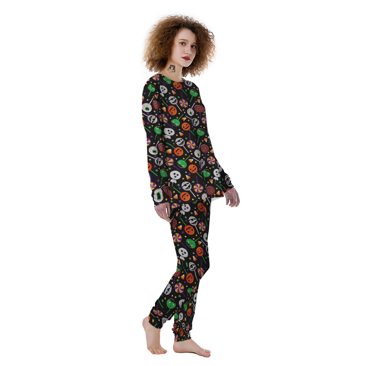 Candy Monsters Halloween Print Pattern Women's Pajamas-grizzshop