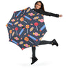 Candy Pattern Print Automatic Foldable Umbrella-grizzshop