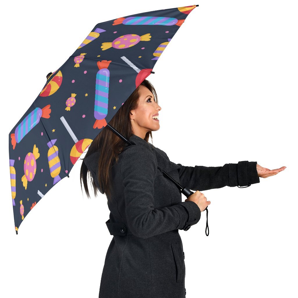 Candy Pattern Print Automatic Foldable Umbrella-grizzshop