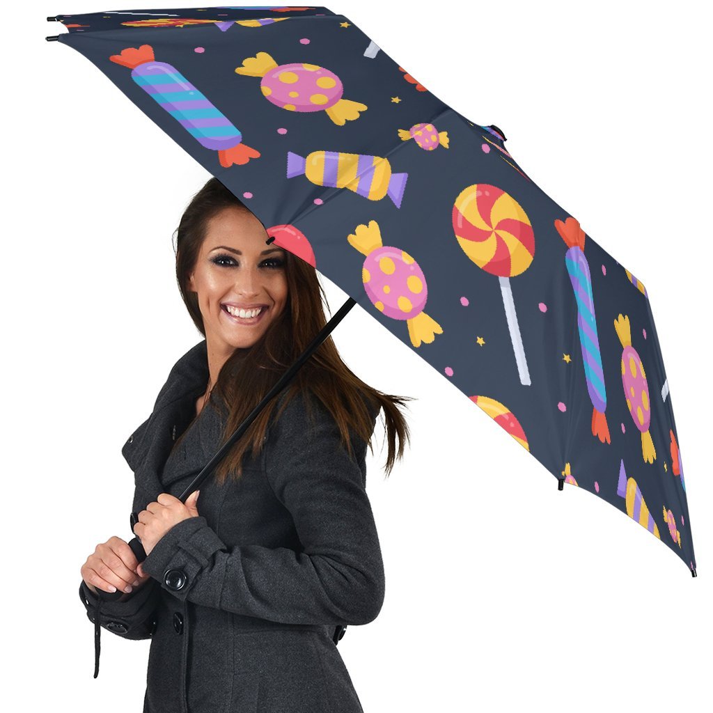 Candy Pattern Print Automatic Foldable Umbrella-grizzshop