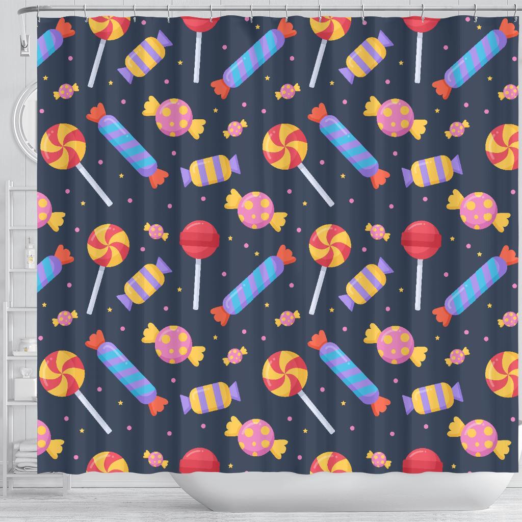 Candy Pattern Print Bathroom Shower Curtain-grizzshop