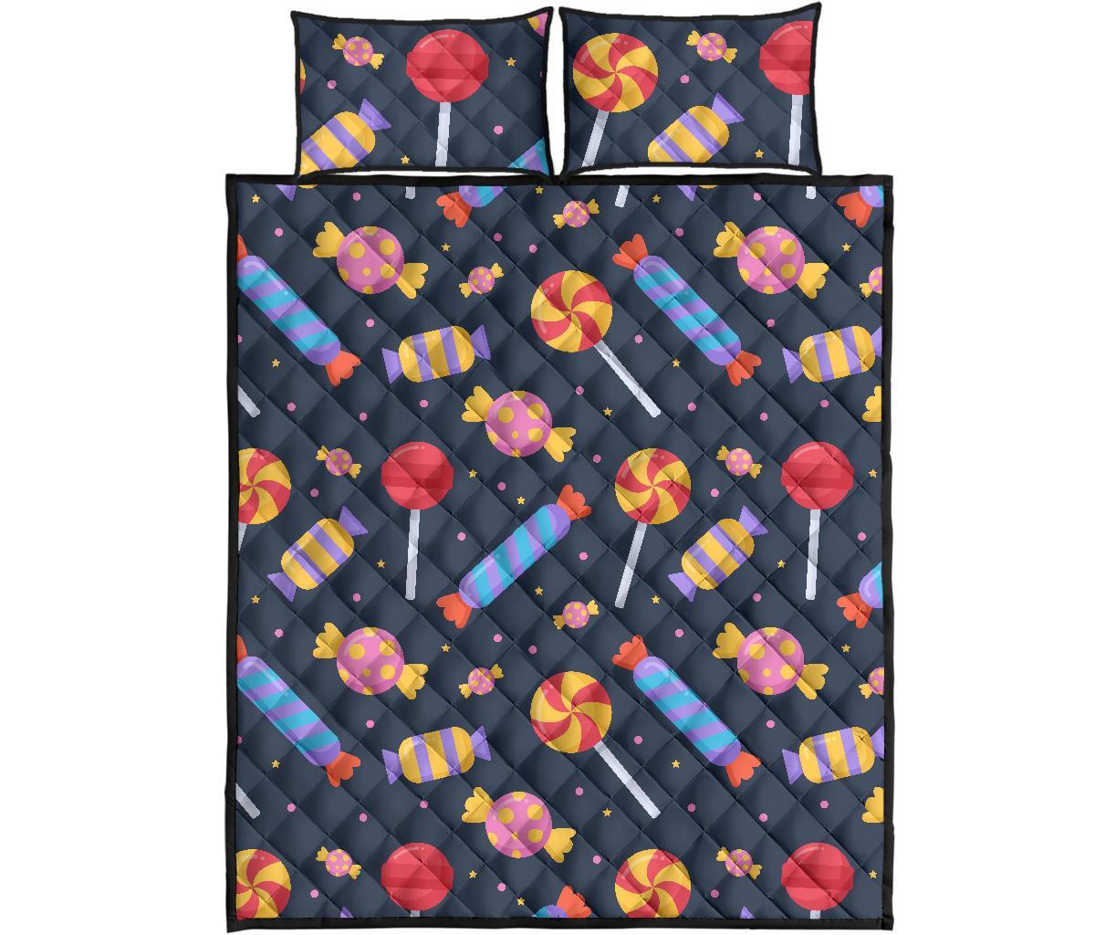 Candy Pattern Print Bed Set Quilt-grizzshop