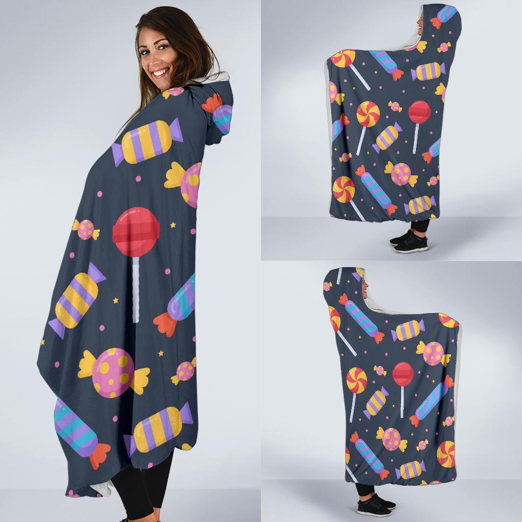 Candy Pattern Print Hooded Blanket-grizzshop