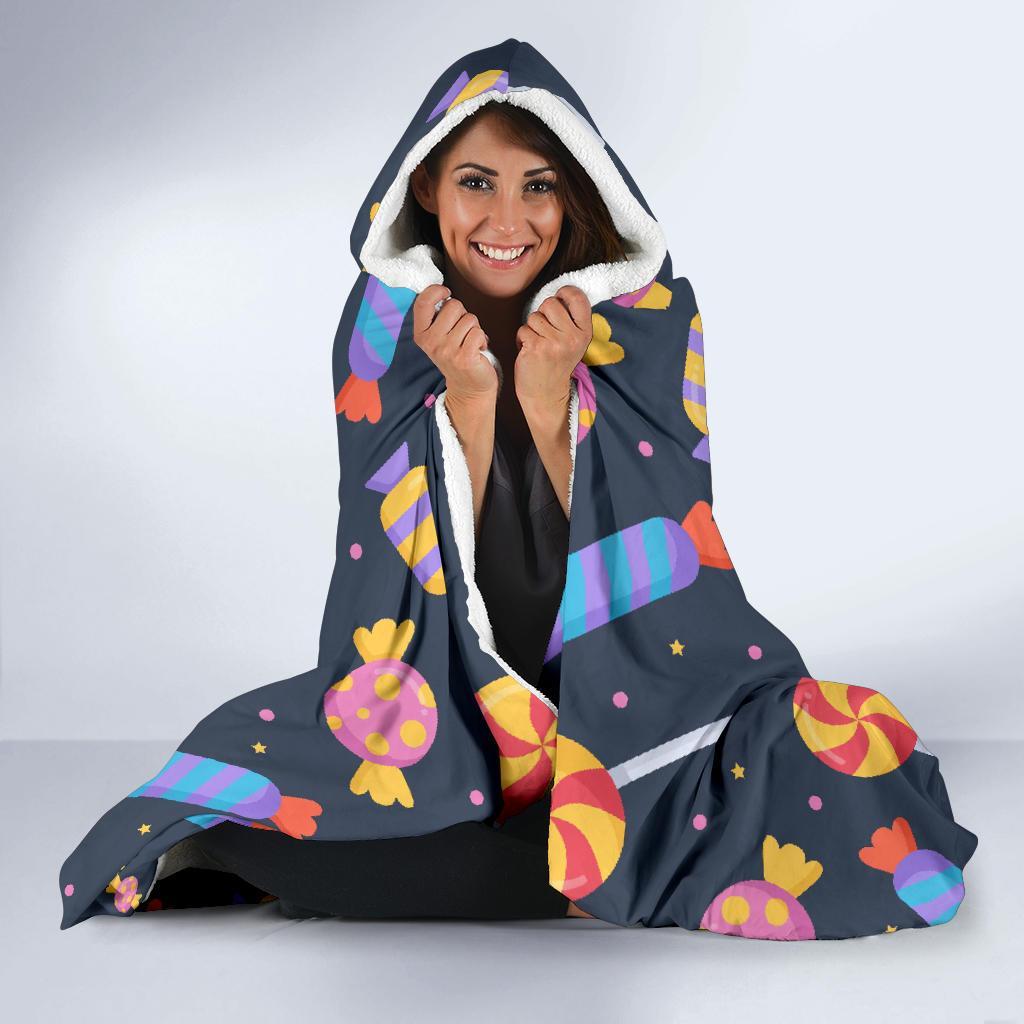 Candy Pattern Print Hooded Blanket-grizzshop