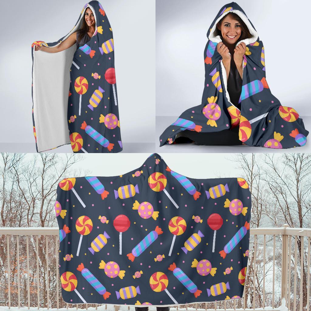 Candy Pattern Print Hooded Blanket-grizzshop