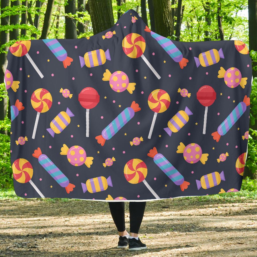 Candy Pattern Print Hooded Blanket-grizzshop