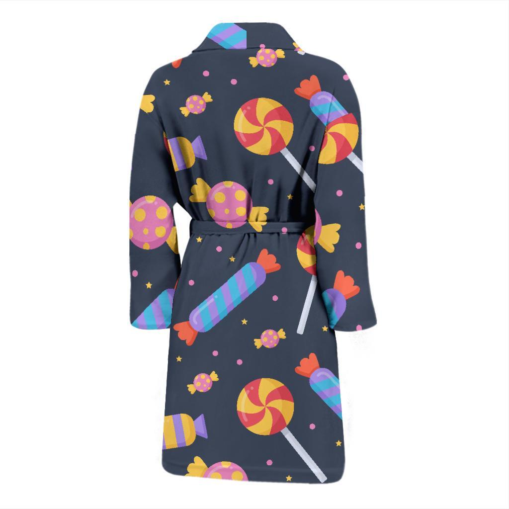 Candy Pattern Print Men Long Robe-grizzshop