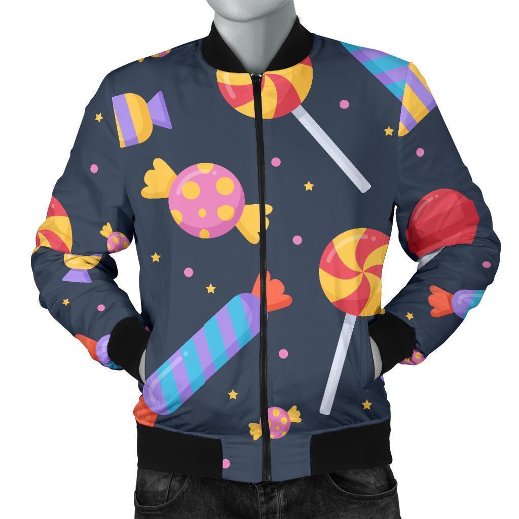 Candy Pattern Print Men's Bomber Jacket-grizzshop