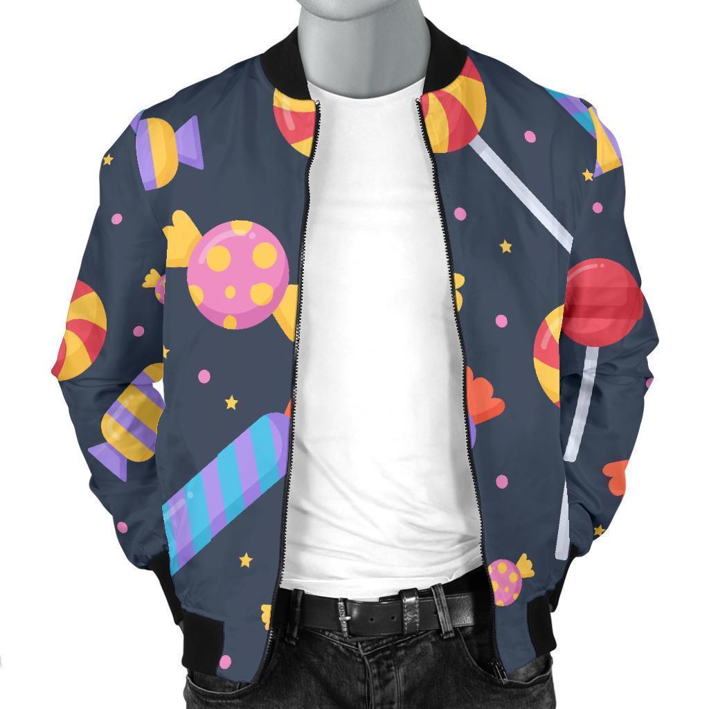 Candy Pattern Print Men's Bomber Jacket-grizzshop