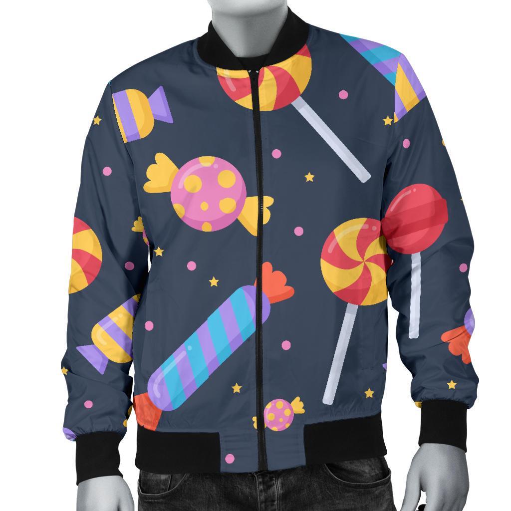 Candy Pattern Print Men's Bomber Jacket-grizzshop