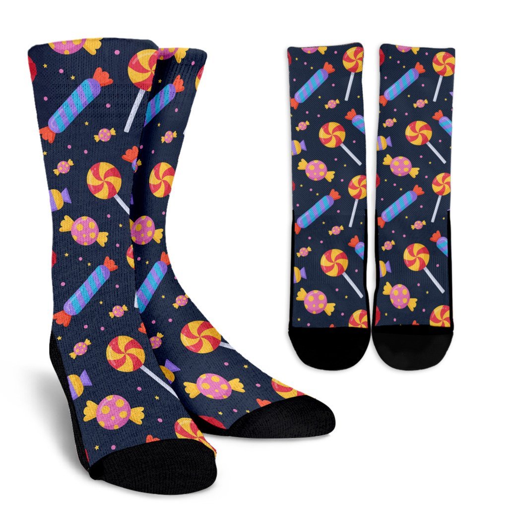 Candy Pattern Print Unisex Crew Socks-grizzshop