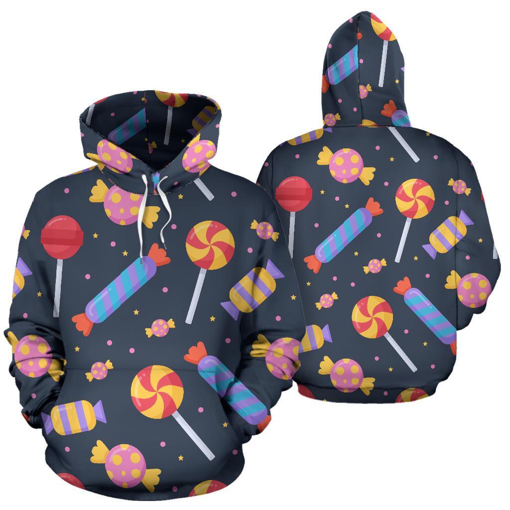 Candy Pattern Print Women Men Pullover Hoodie-grizzshop