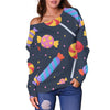 Candy Pattern Print Women Off Shoulder Sweatshirt-grizzshop