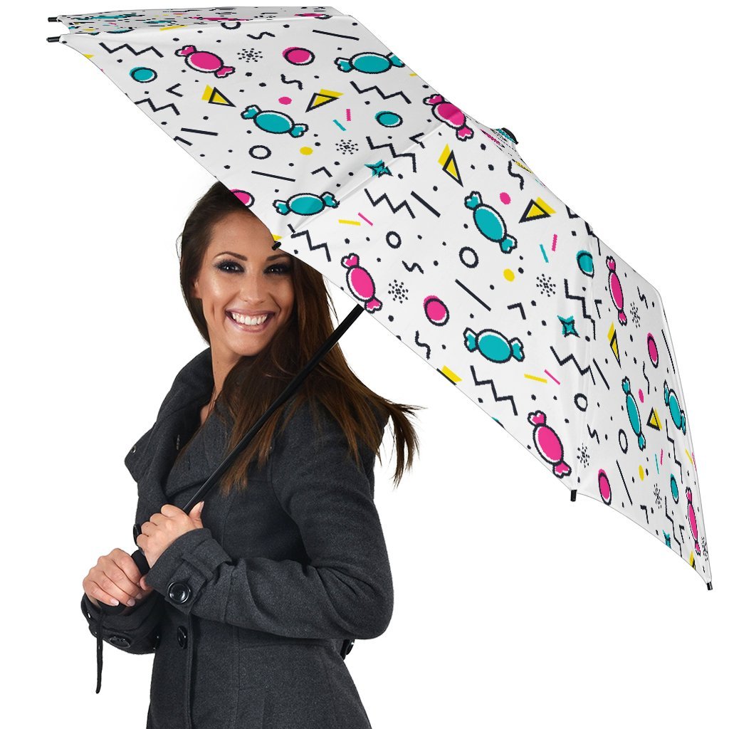 Candy Print Pattern Automatic Foldable Umbrella-grizzshop