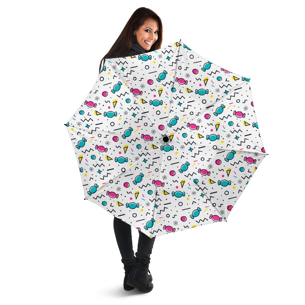 Candy Print Pattern Automatic Foldable Umbrella-grizzshop