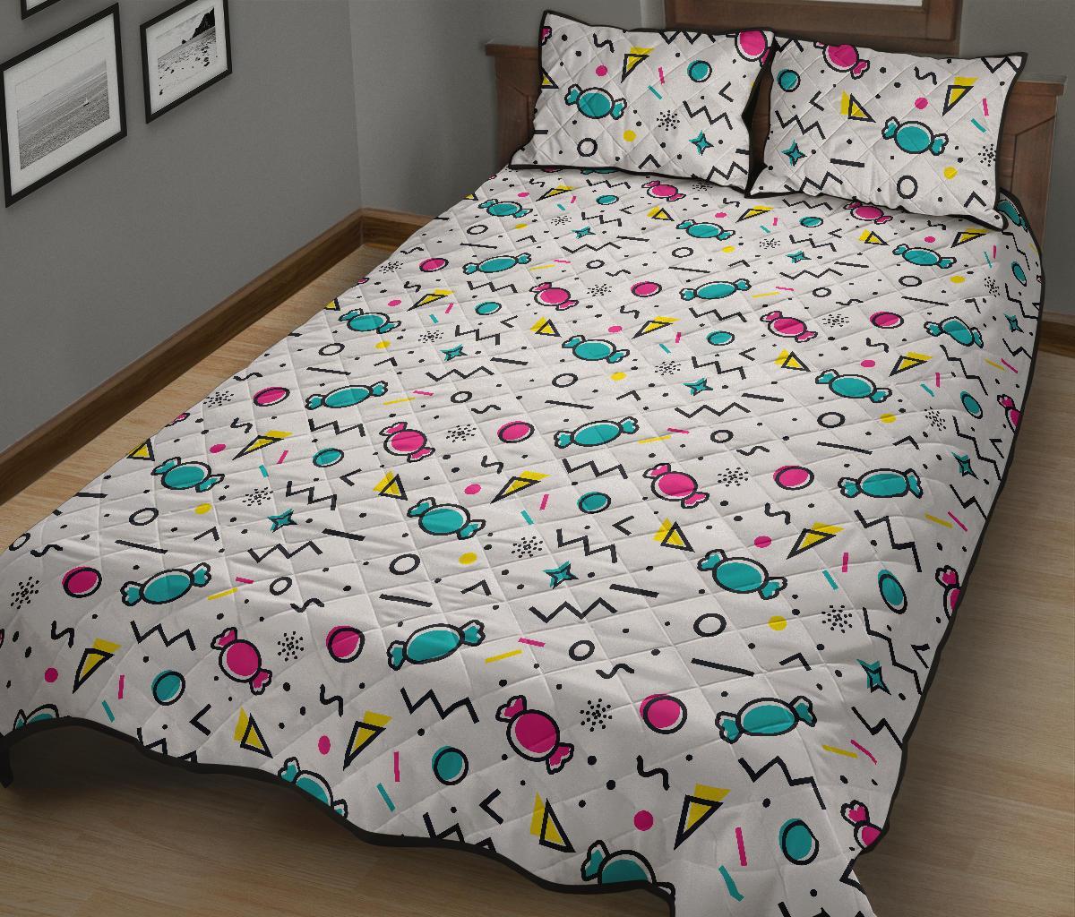 Candy Print Pattern Bed Set Quilt-grizzshop