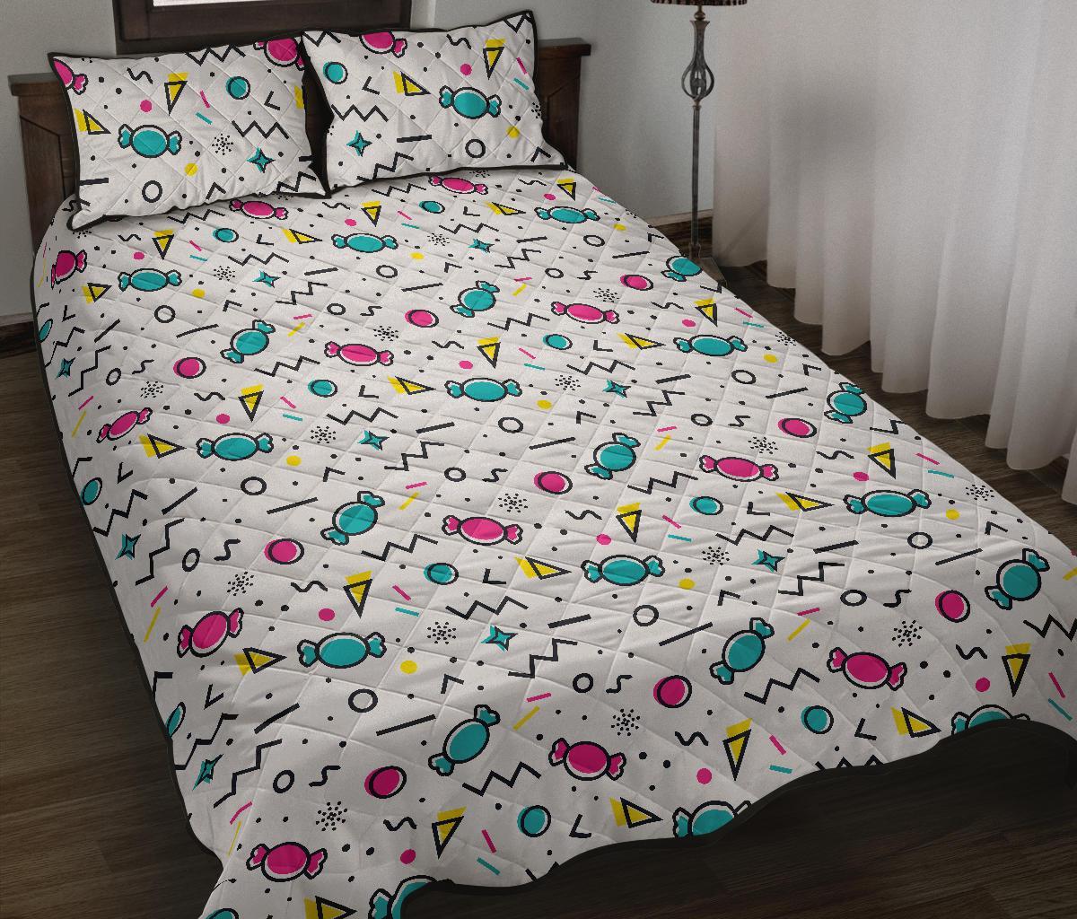 Candy Print Pattern Bed Set Quilt-grizzshop