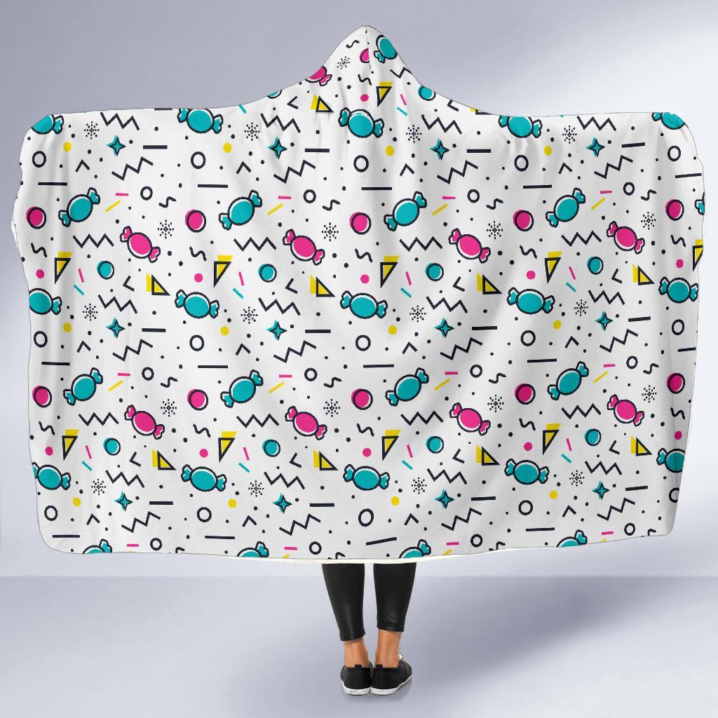 Candy Print Pattern Hooded Blanket-grizzshop