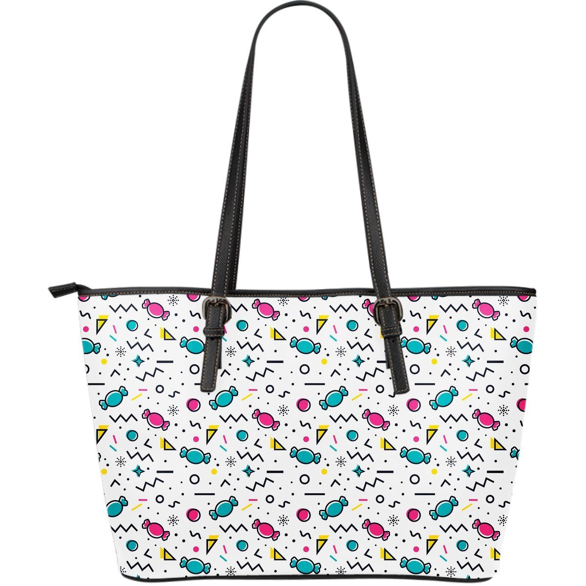 Candy Print Pattern Leather Tote Bag-grizzshop