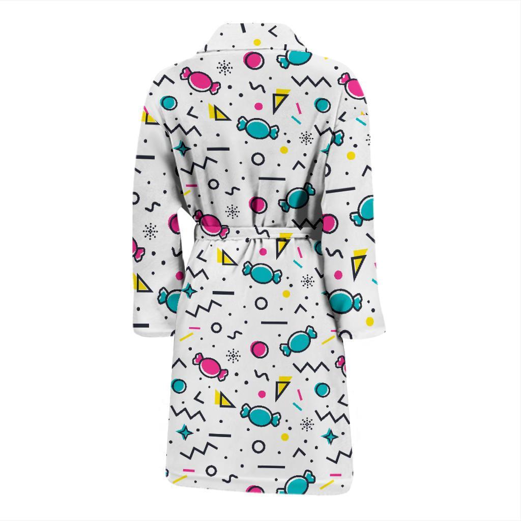 Candy Print Pattern Men Long Robe-grizzshop