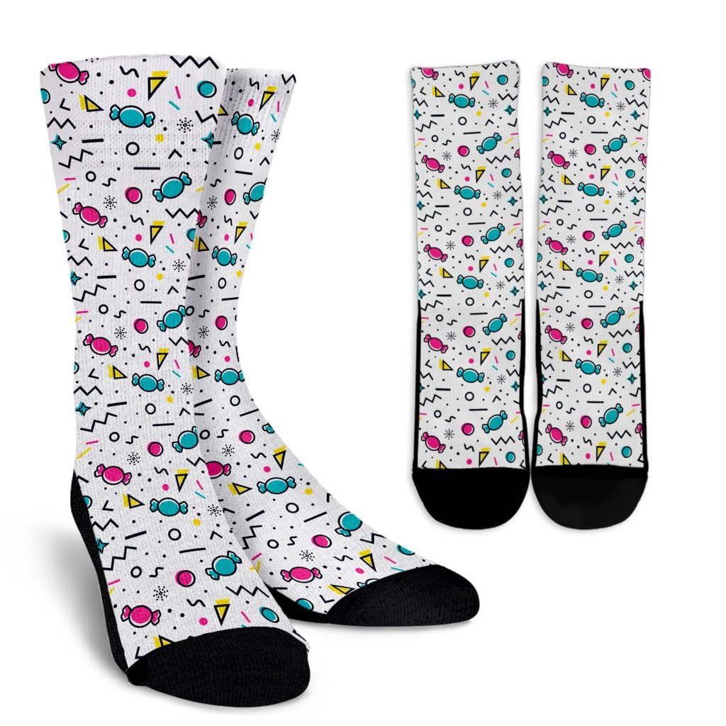 Candy Print Pattern Unisex Crew Socks-grizzshop