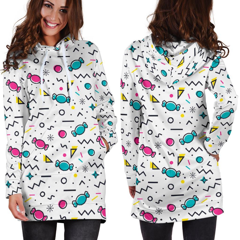 Candy Print Pattern Women Hoodie Dress-grizzshop