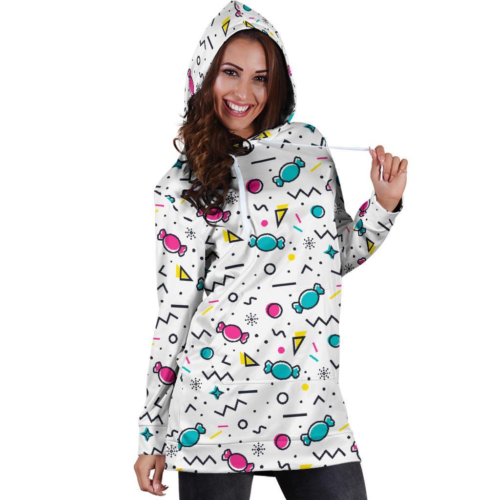 Candy Print Pattern Women Hoodie Dress-grizzshop