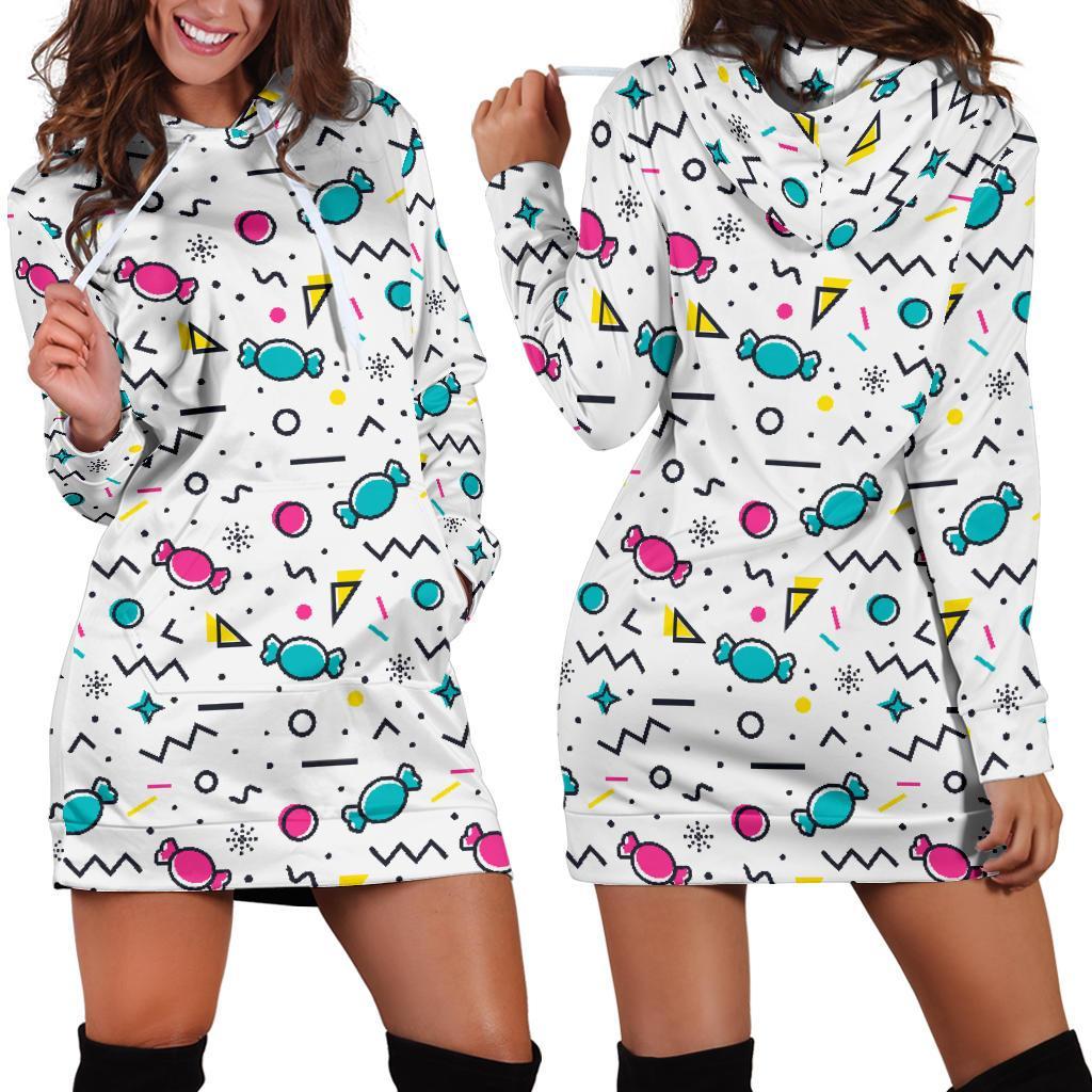 Candy Print Pattern Women Hoodie Dress-grizzshop