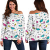 Candy Print Pattern Women Off Shoulder Sweatshirt-grizzshop