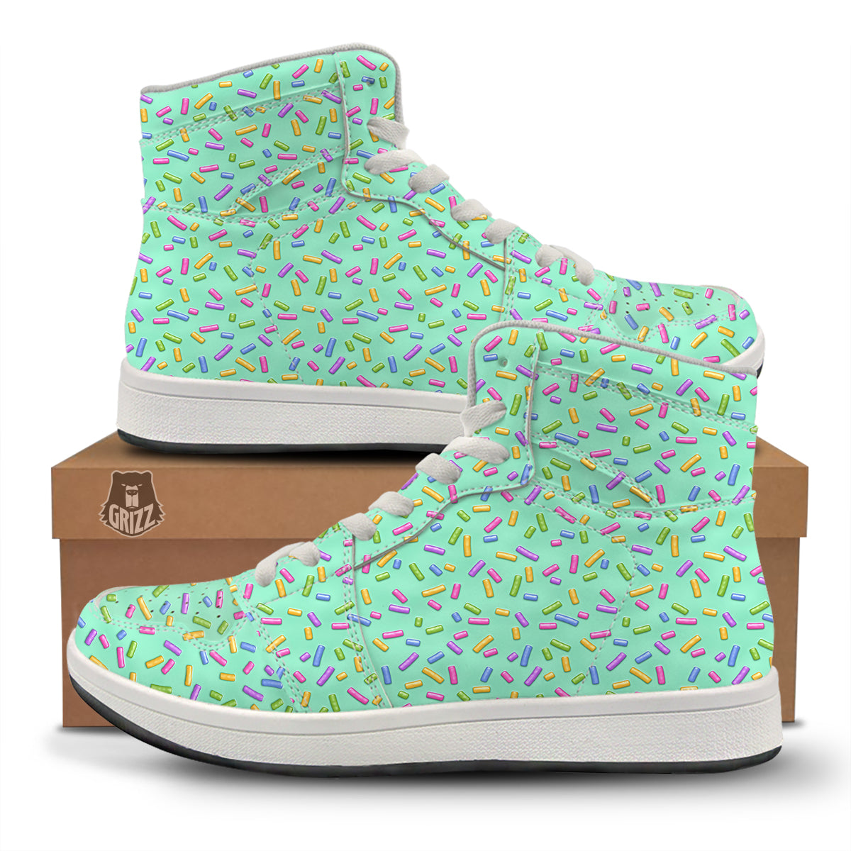 Candy Sprinkles Green Sweet Print Pattern High Top Sneakers-grizzshop