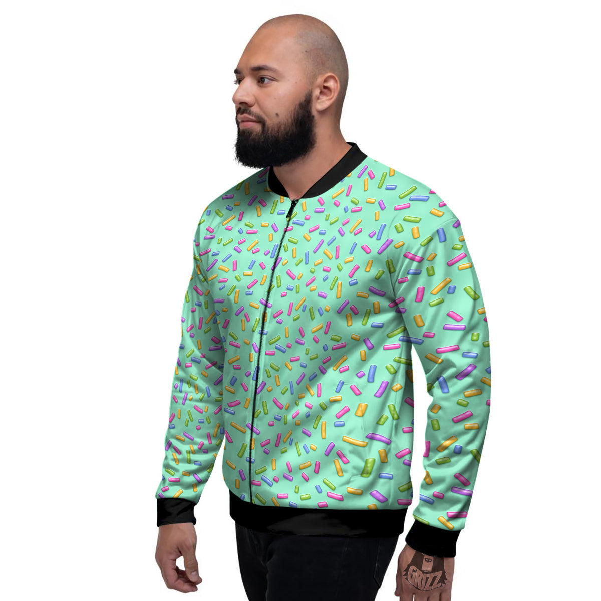 Candy Sprinkles Green Sweet Print Pattern Men's Bomber Jacket-grizzshop