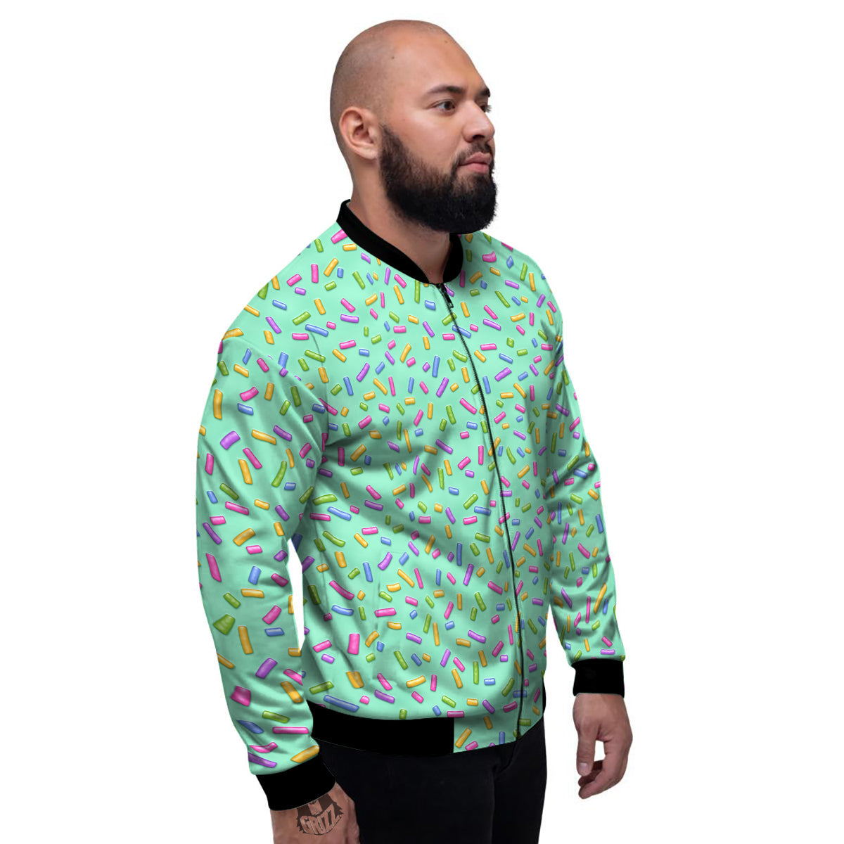 Candy Sprinkles Green Sweet Print Pattern Men's Bomber Jacket-grizzshop