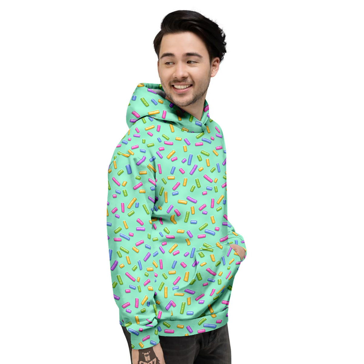 Candy Sprinkles Green Sweet Print Pattern Men's Hoodie-grizzshop