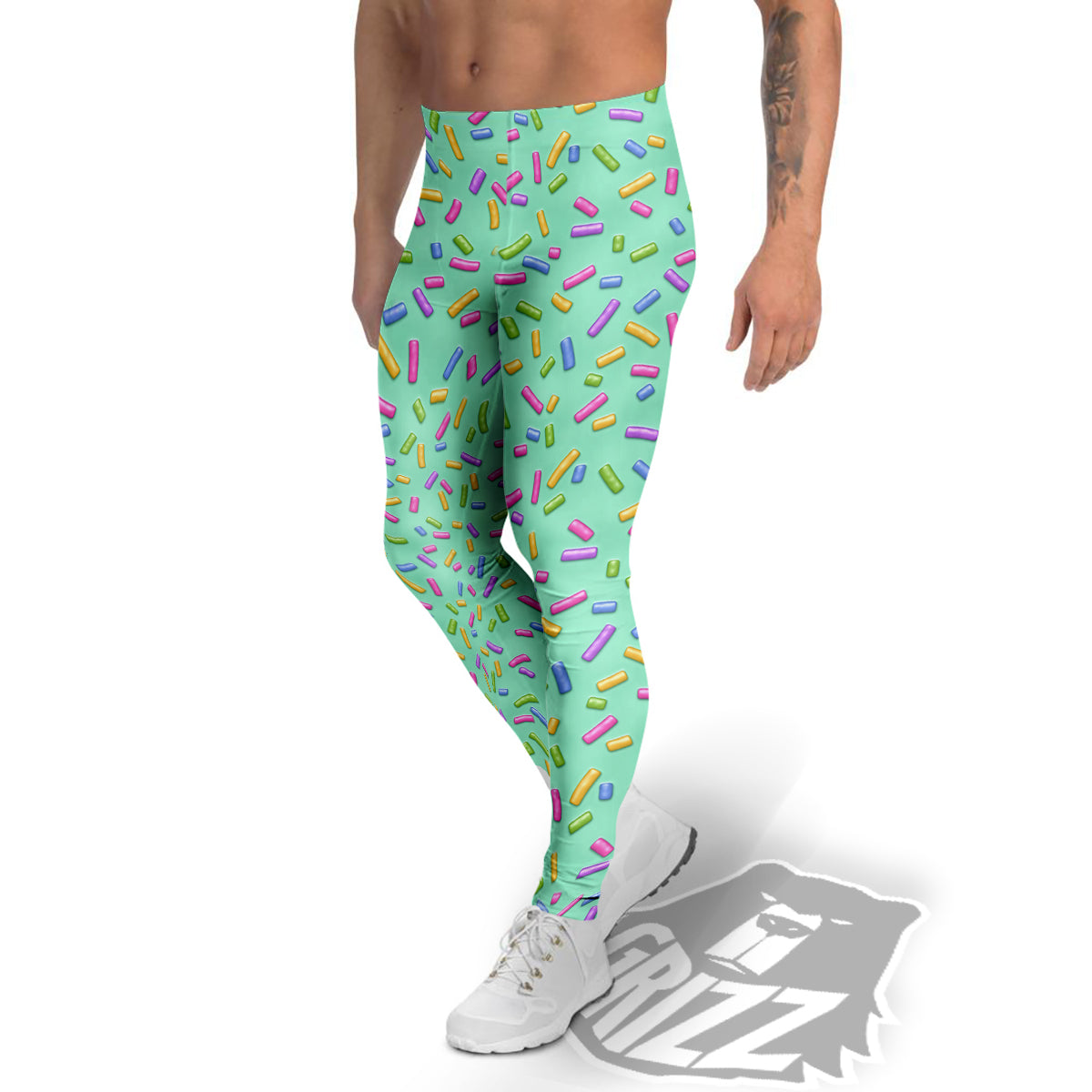 Candy Sprinkles Green Sweet Print Pattern Men's Leggings-grizzshop