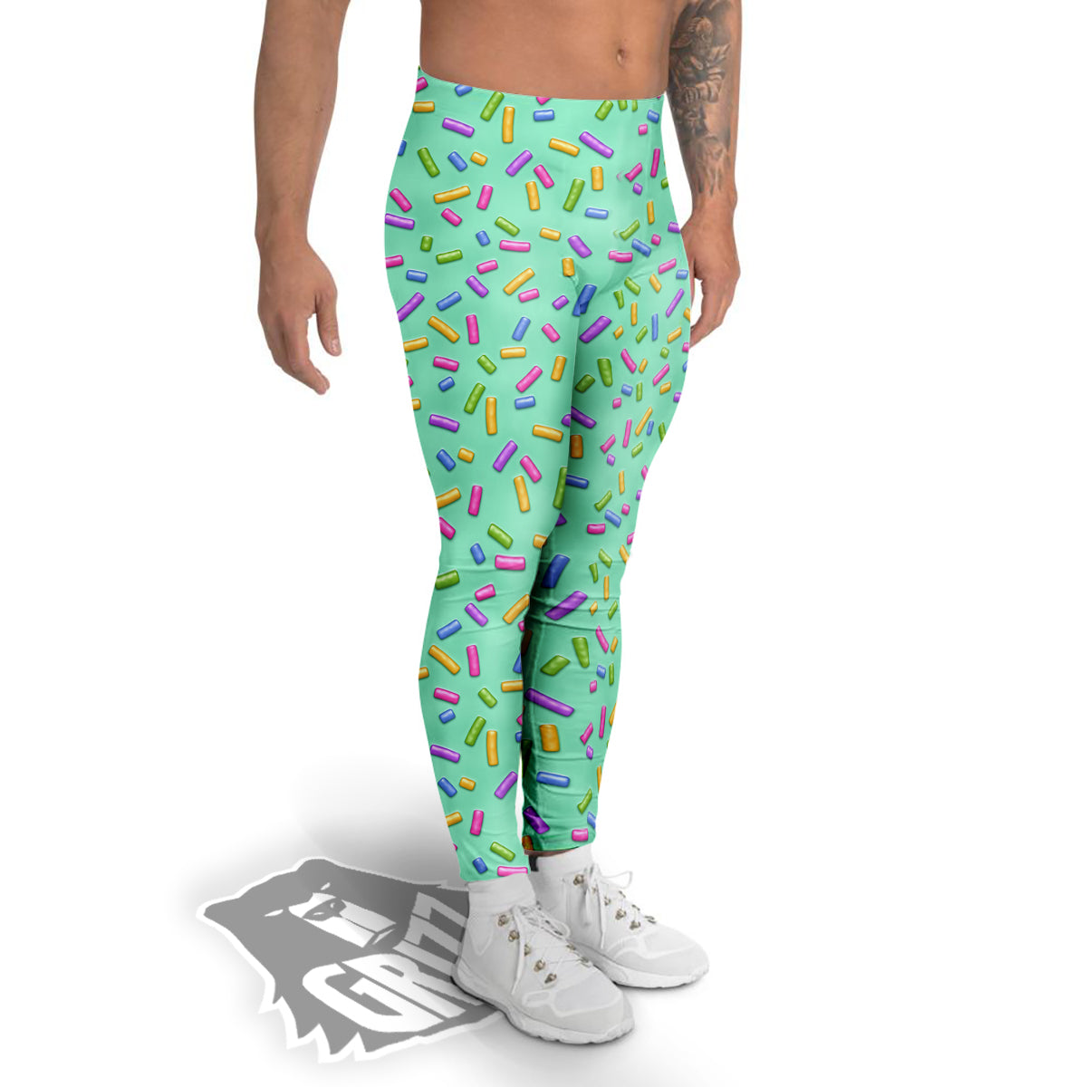 Candy Sprinkles Green Sweet Print Pattern Men's Leggings-grizzshop