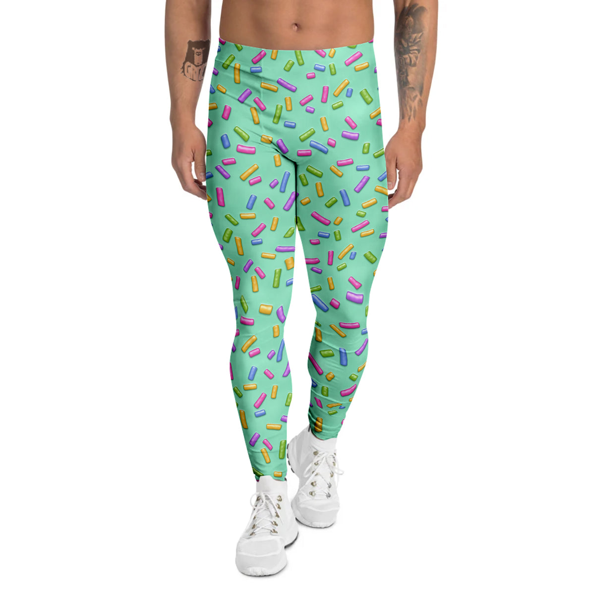 Candy Sprinkles Green Sweet Print Pattern Men's Leggings-grizzshop