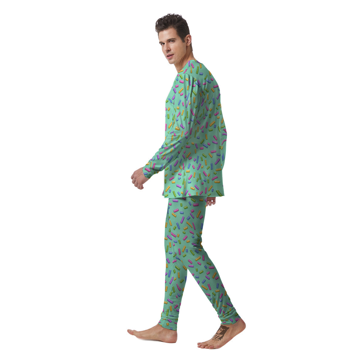 Candy Sprinkles Green Sweet Print Pattern Men's Pajamas-grizzshop