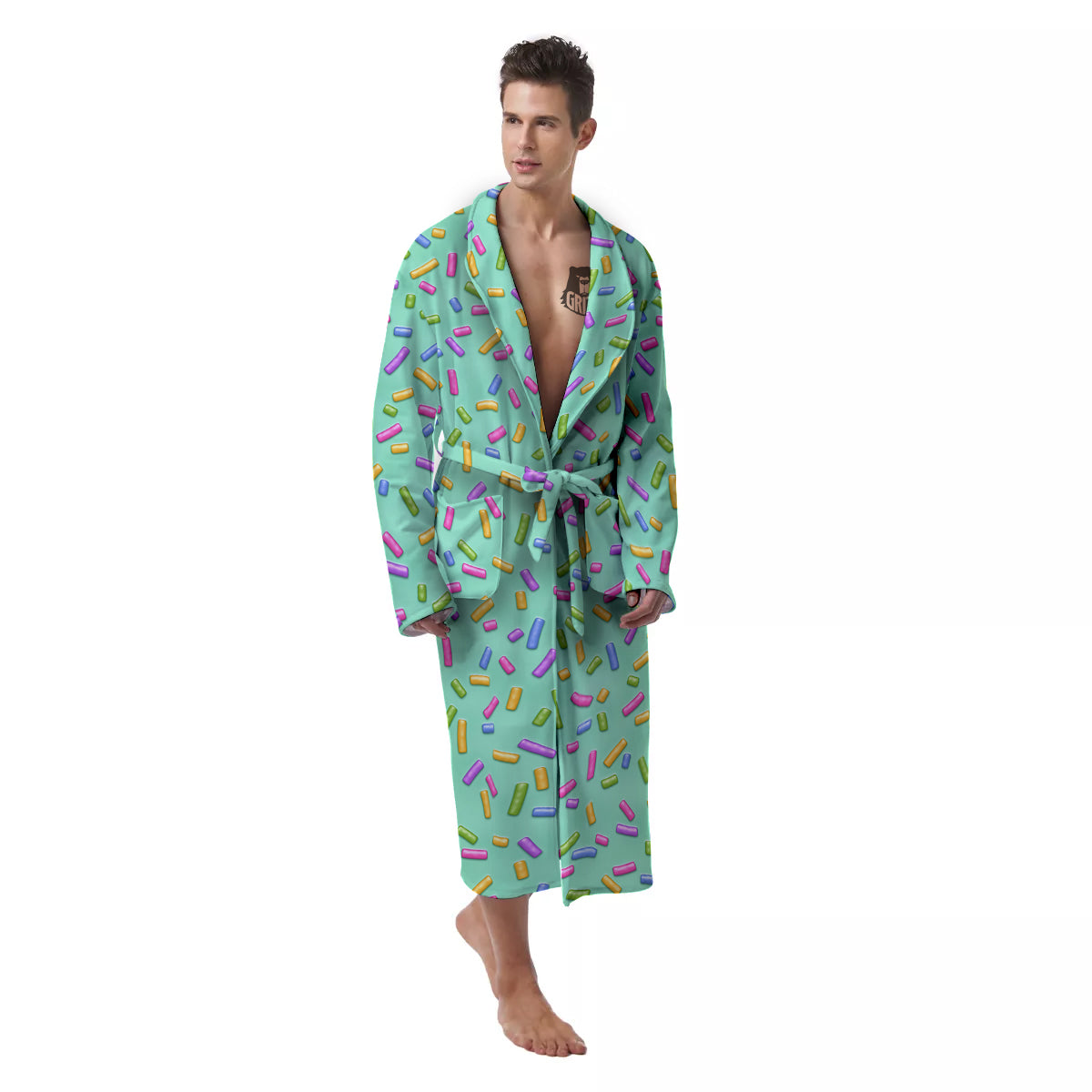 Candy Sprinkles Green Sweet Print Pattern Men's Robe-grizzshop