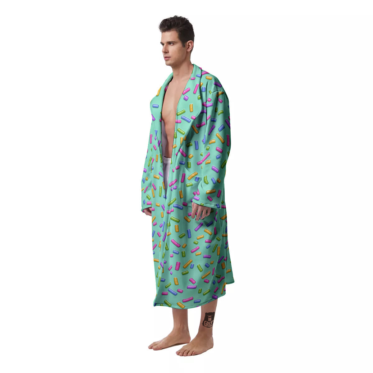 Candy Sprinkles Green Sweet Print Pattern Men's Robe-grizzshop