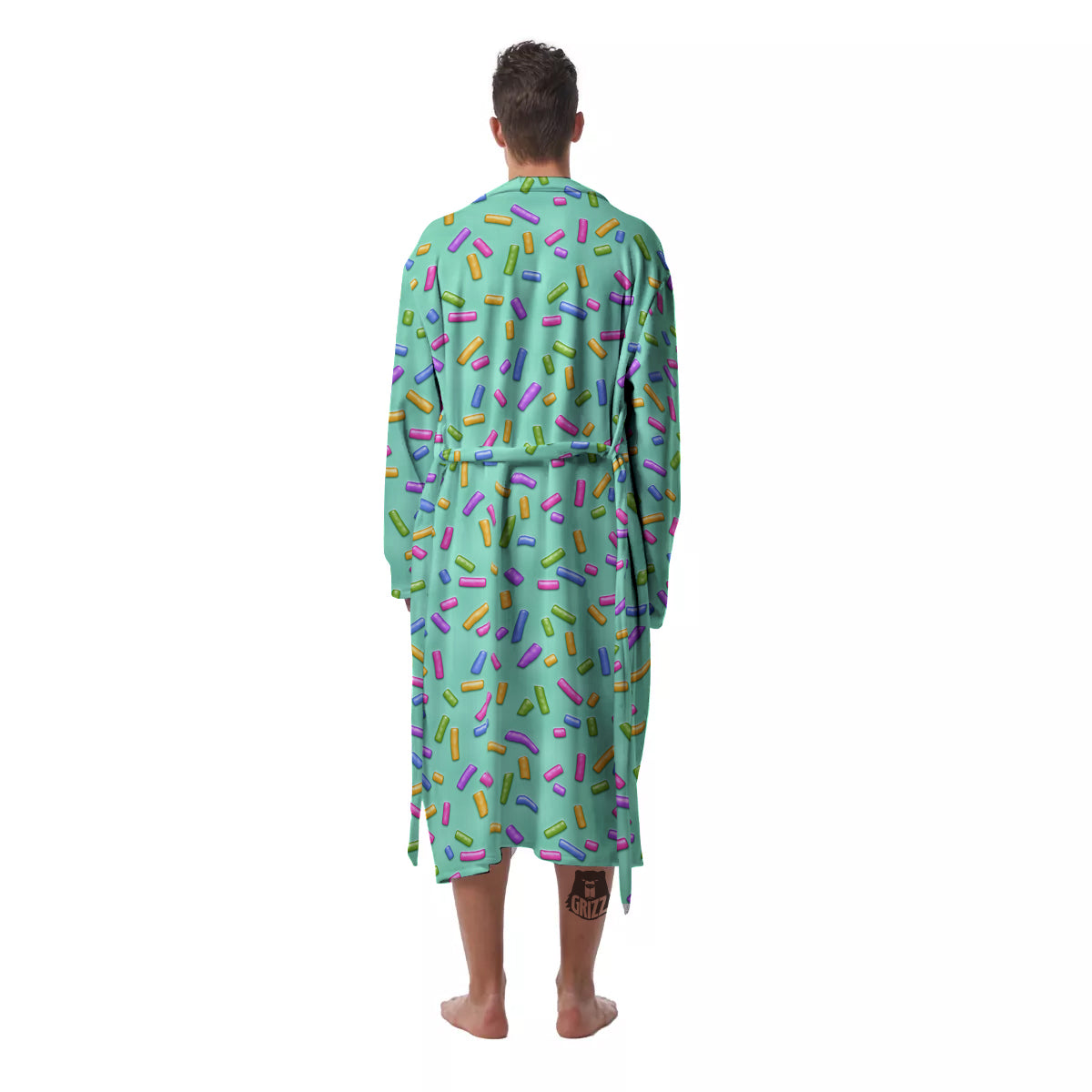 Candy Sprinkles Green Sweet Print Pattern Men's Robe-grizzshop