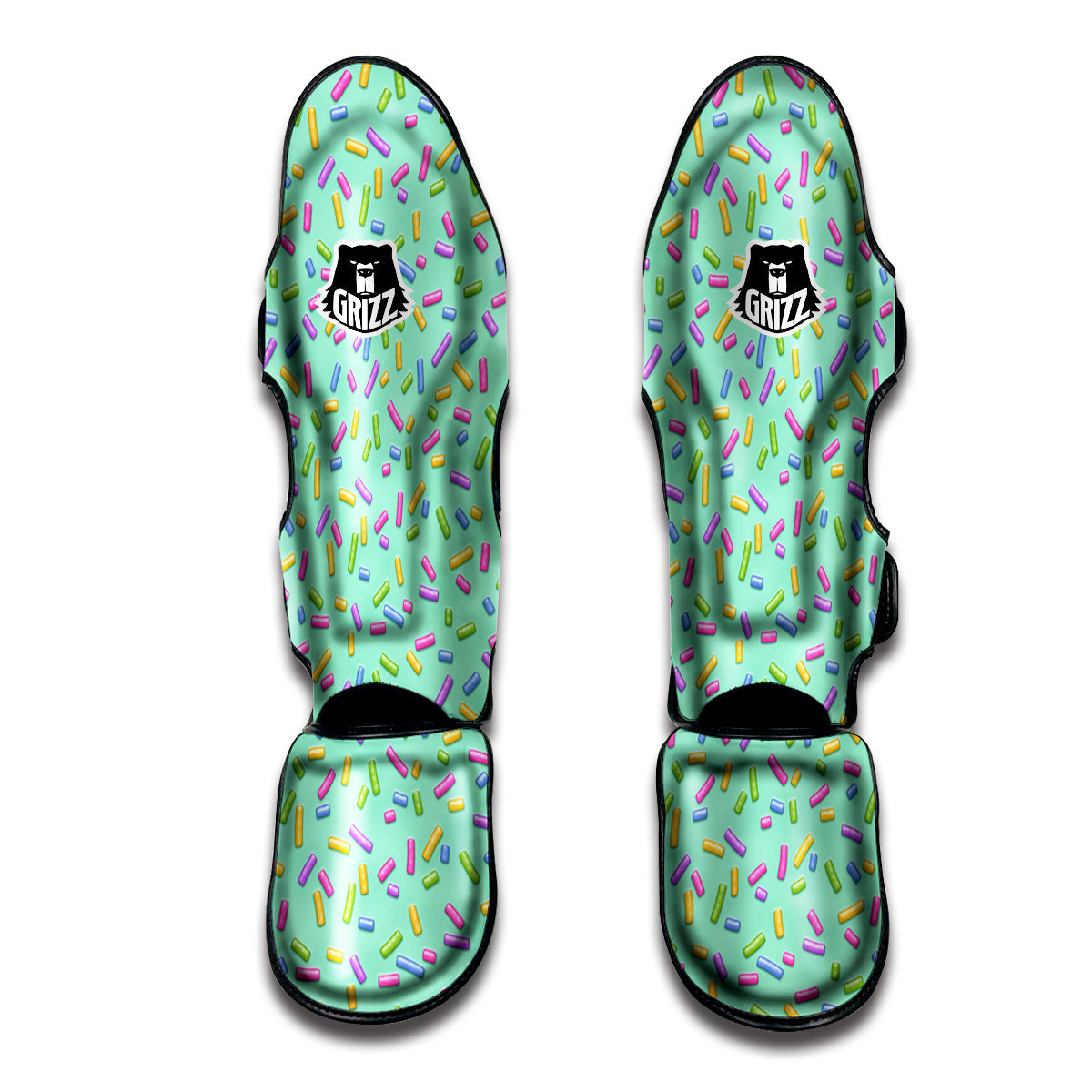 Candy Sprinkles Green Sweet Print Pattern Muay Thai Shin Guards-grizzshop