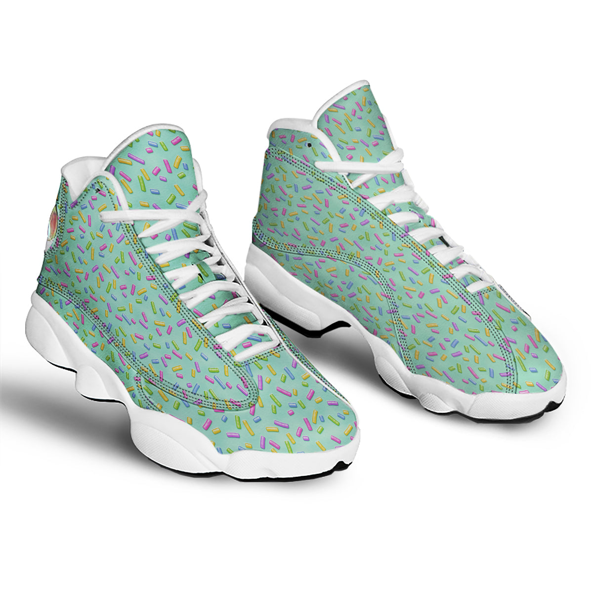 Candy Sprinkles Green Sweet Print Pattern White Basketball Shoes-grizzshop