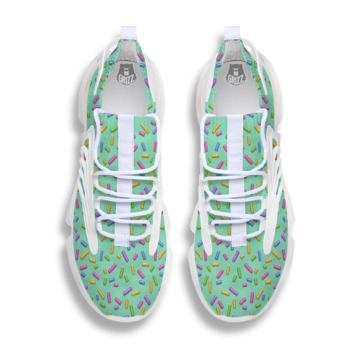 Candy Sprinkles Green Sweet Print Pattern White Gym Shoes-grizzshop