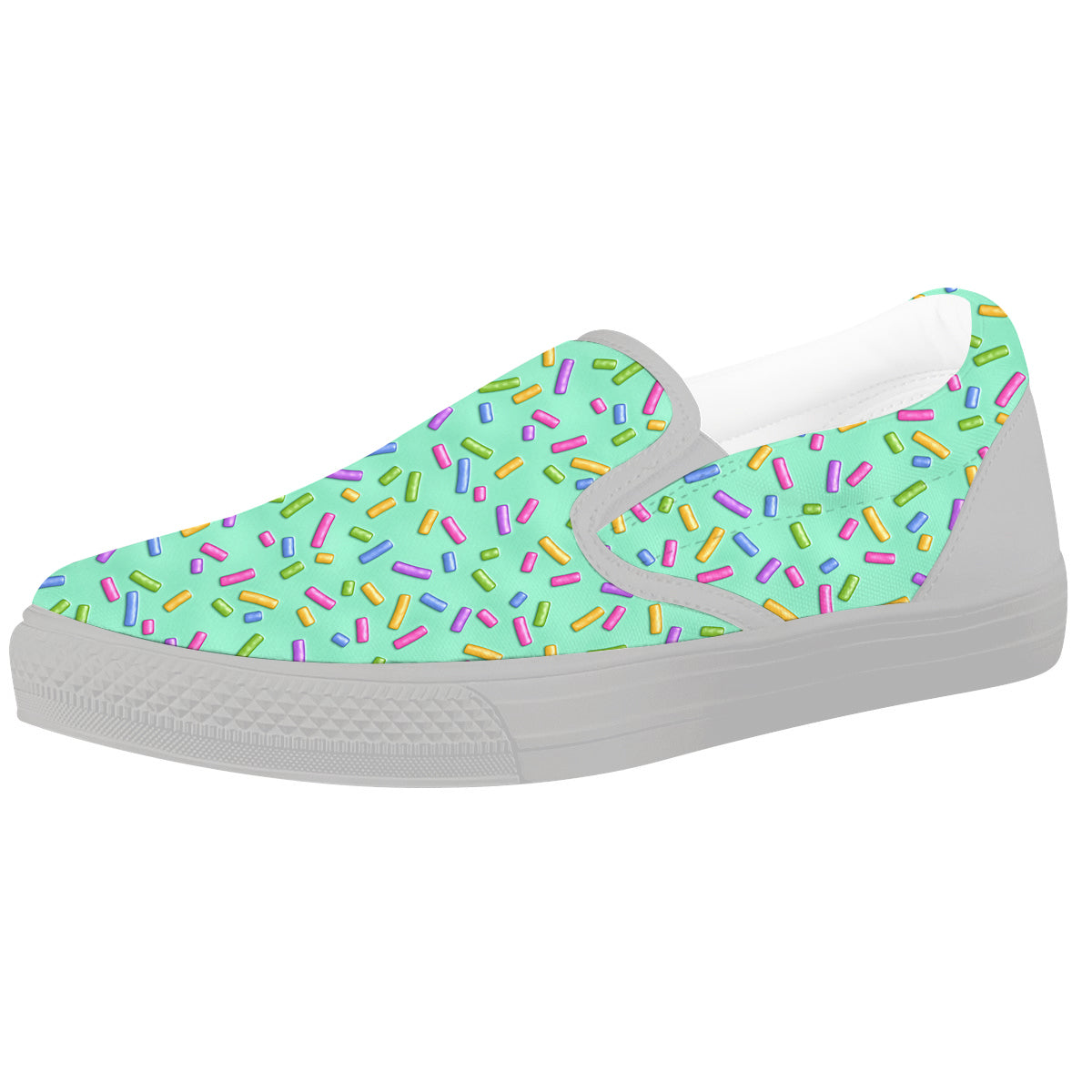 Candy Sprinkles Green Sweet Print Pattern White Slip On Shoes-grizzshop