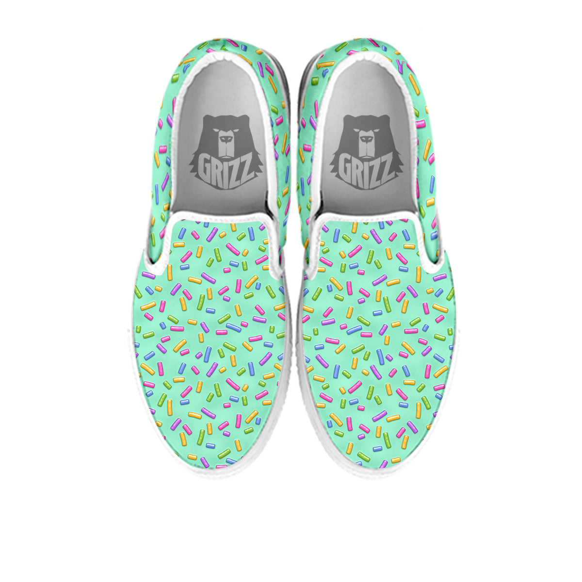 Candy Sprinkles Green Sweet Print Pattern White Slip On Shoes-grizzshop