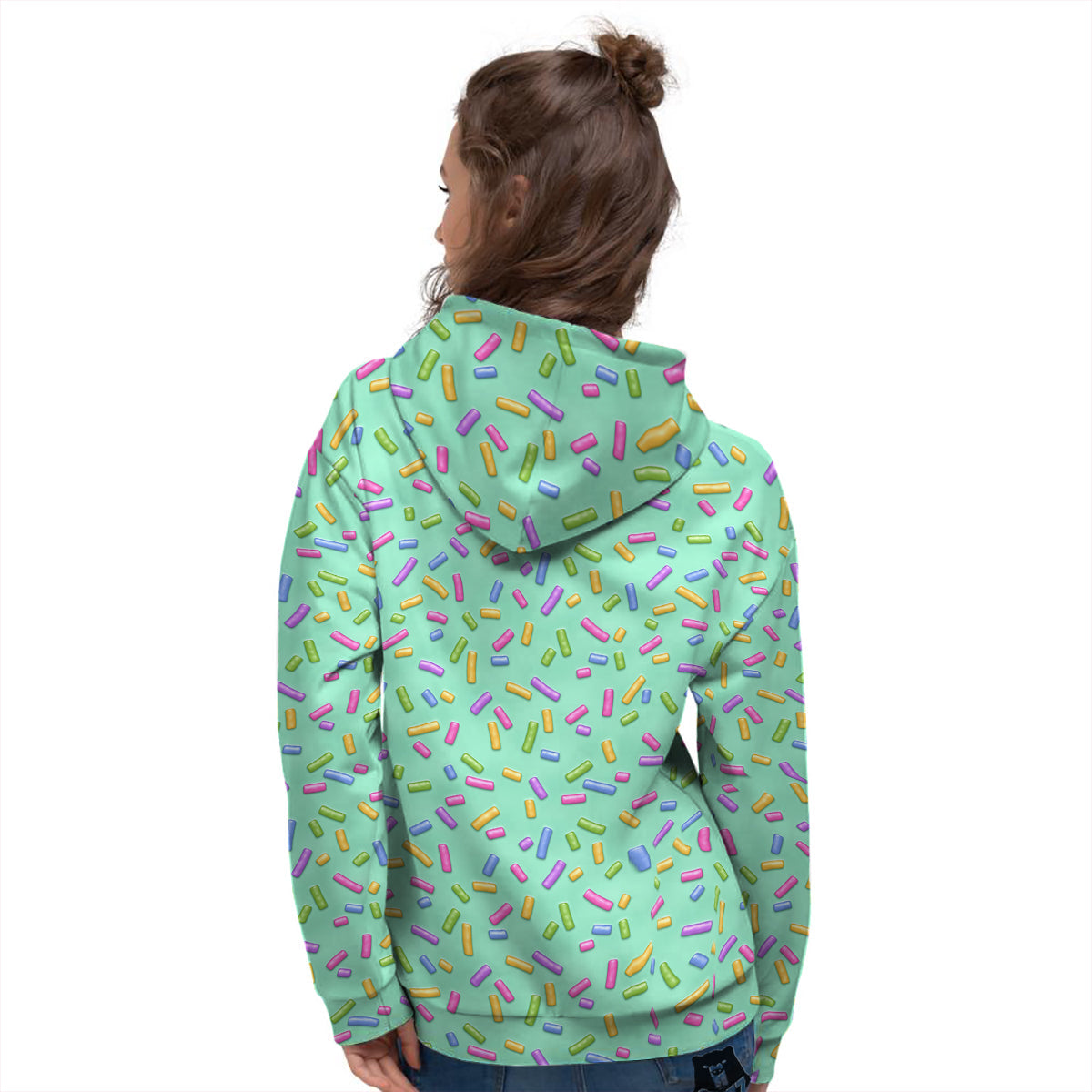 Candy Sprinkles Green Sweet Print Pattern Women's Hoodie-grizzshop
