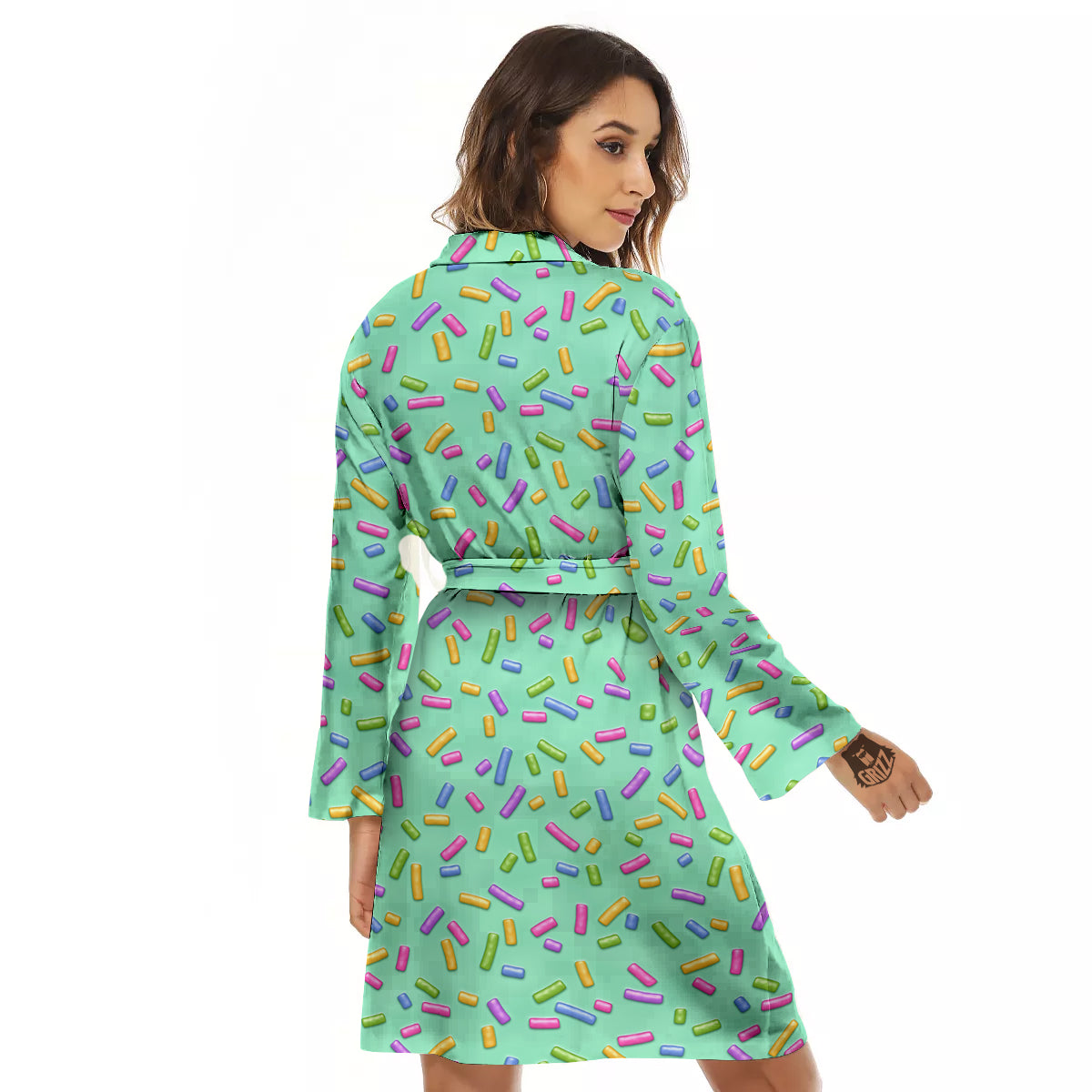 Candy Sprinkles Green Sweet Print Pattern Women's Robe-grizzshop